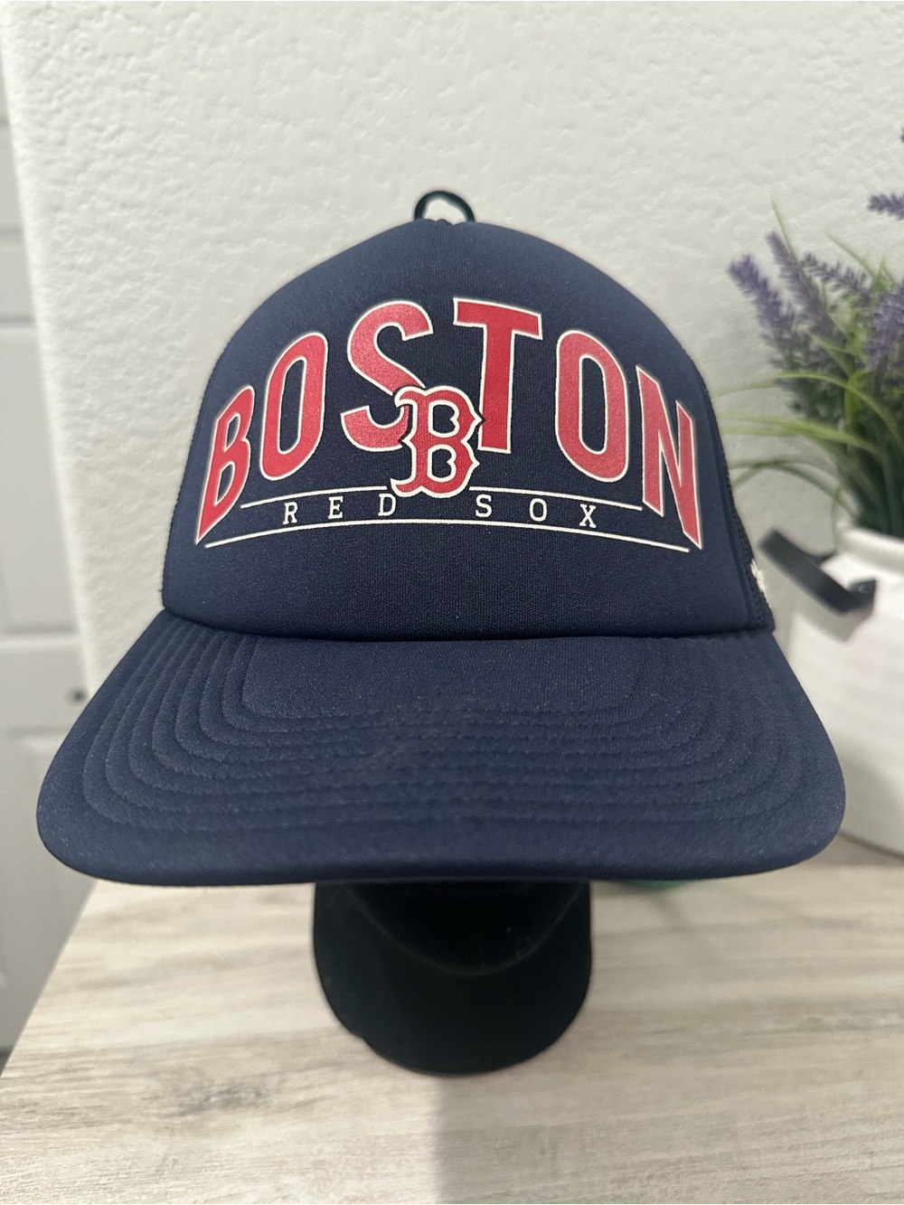 Boston Red Sox '47 Brand Navy Blue Red Blackhaul Foam Trucker Adjustable Hat Cap